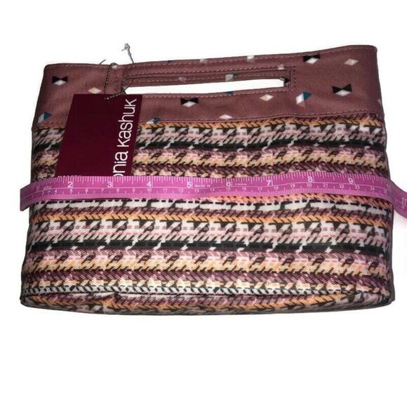 Sonia Kashuk Womens Pink Zippered Cosmetic Bag Modern Pouch Pink Houndstooth - Picture 5 of 5